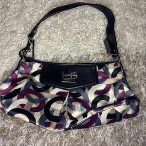 Coach Black and Purple Patterned Shoulder Bag